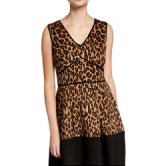 NM NEIMAN MARCUS A-line Leopard Print Sleeveless Dress - Picture 1 of 8